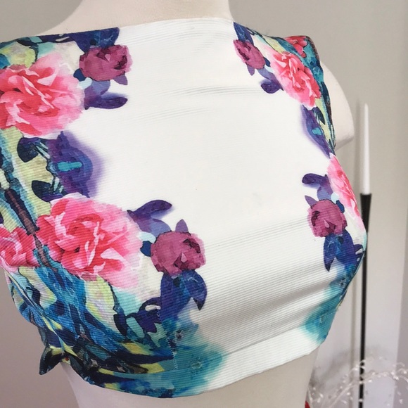 Mac Duggal flower print prom crop top - Picture 5 of 8